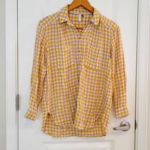 Anthropologie Pilcro Women's Plaid Button Down Wool Blend Top Sz S